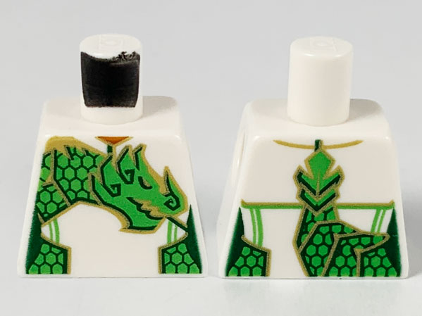 Torso Female Jumpsuit, Bright Green Dragon with Gold Outline Pattern