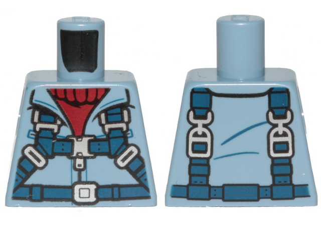 Torso Jacket with Zipper, Dark Red Turtleneck Sweater and Dark Blue Harness Pattern