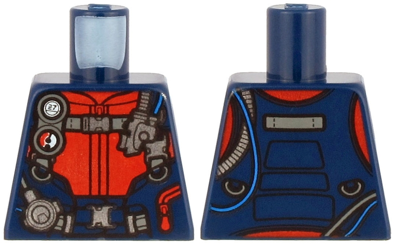 Torso Diving Suit with Red Zippers, Gauge, Regulator and Harness with Silver Buckles Pattern