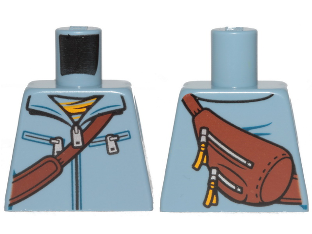 Torso Jacket with Zipper, Diagonal Belt and Bag on Back Pattern