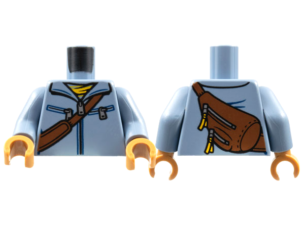 Torso Jacket with Zipper, Diagonal Belt and Bag on Back Pattern / Sand Blue Arms / Medium Nougat Hands