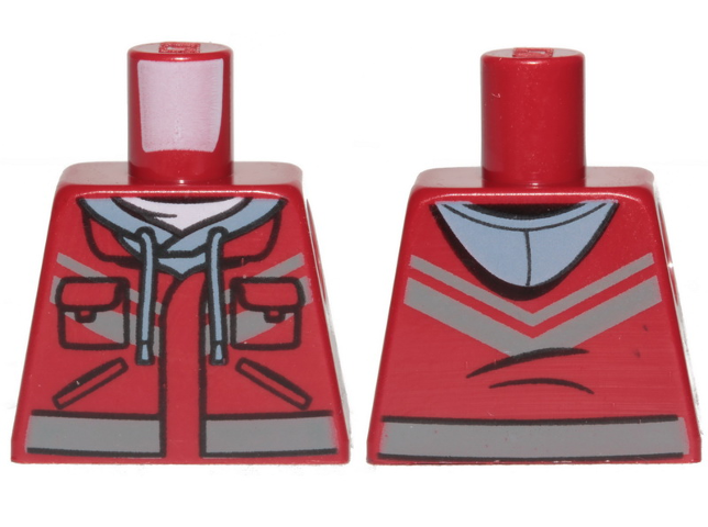 Torso Hooded Sweatshirt, Pockets and Dark Bluish Gray Markings Pattern