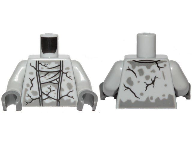 Torso Stone Robe with Cracks and Dark Bluish Gray Spots Pattern / Light Bluish Gray Arms / Dark Bluish Gray Hands