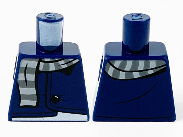 Torso Jacket with Black Button, Light Bluish Gray and Dark Bluish Gray Striped Scarf Pattern