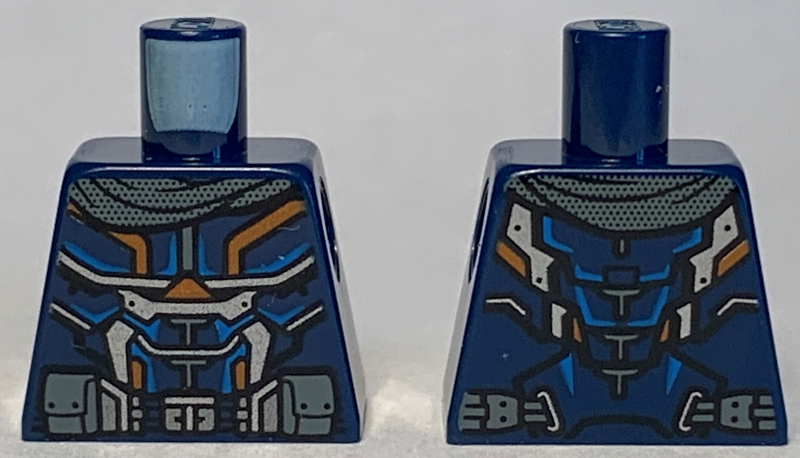 Torso Armor, Silver, Orange and Blue Highlights and Dark Bluish Gray Pockets Pattern
