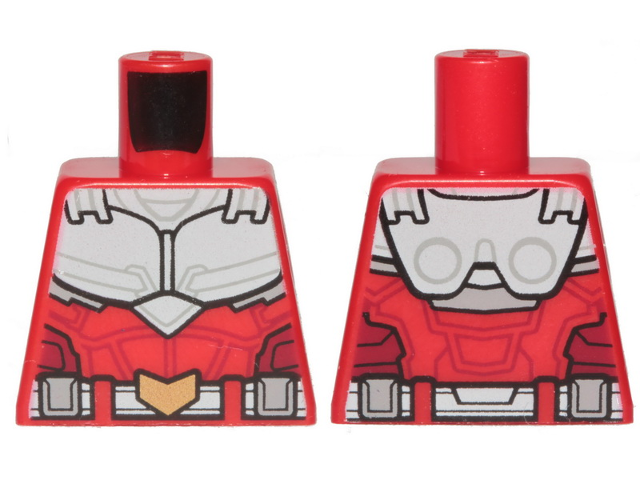 Torso Armor White with Black Muscles Outline and White Belt with Gold Buckle Pattern