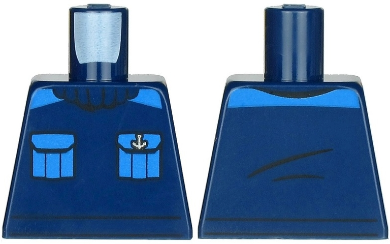 Torso Turtleneck Sweater with Blue Pockets and Silver Anchor Pattern