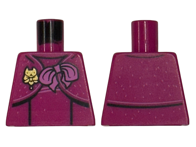 Torso Harry Potter Female, Blouse with Back Lines, Dark Pink Bow with Gold Brooch Pattern