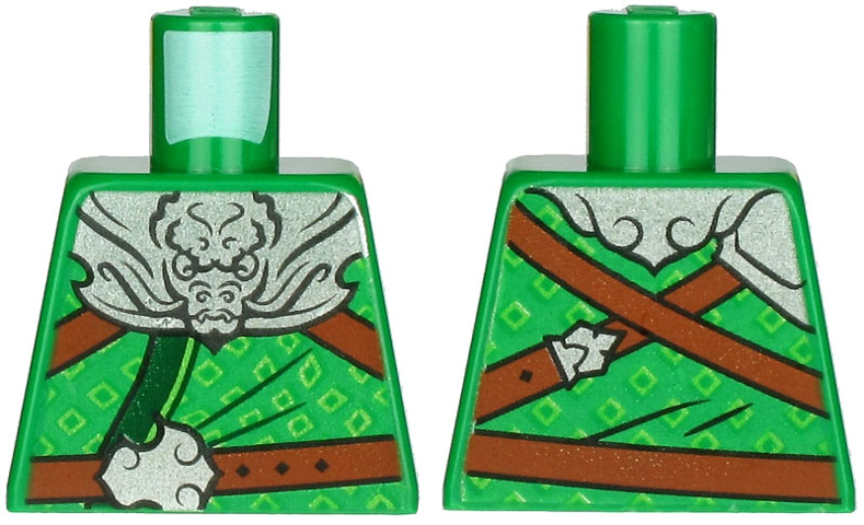 Torso Armor, Silver Plate with Dragon Head over Robe and Reddish Brown Straps Pattern