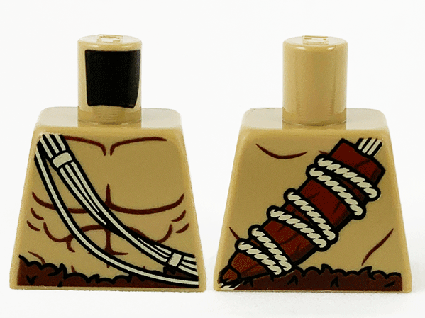 Torso Bare Chest with Muscles Outline, Fur Waist and Rope Pattern