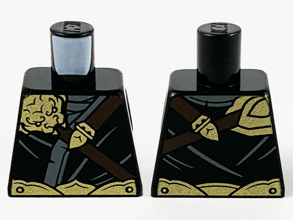 Torso Tunic, Gold Ape Shoulder Armor, Dark Bluish Gray Trim and Dark Brown Shoulder Belt Pattern