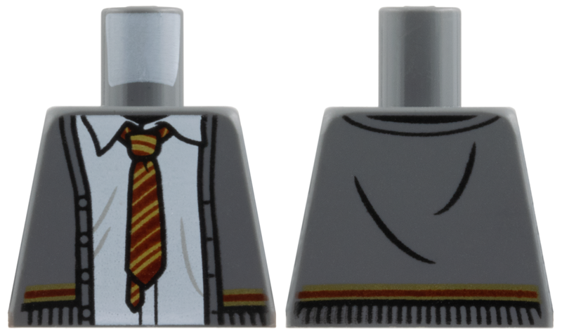 Torso Cardigan Sweater with White Shirt with Wrinkles, Red and Gold Tie and Trim (Gryffindor) Pattern