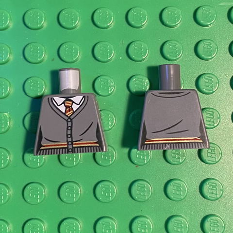 Torso Female Outline Cardigan Sweater with White Shirt, Red and Yellow Tie and Trim (Gryffindor) Pattern