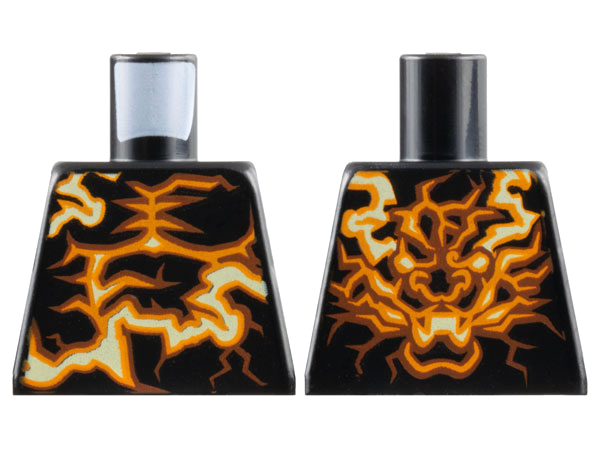 Torso Ninjago Bright Light Yellow and Orange Energy, Dragon Face on Back Pattern