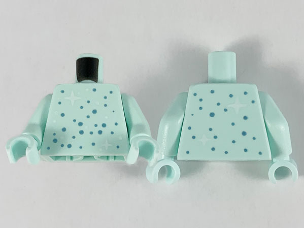 Torso with Metallic Light Blue Dots and White Sparkles Pattern / Light Aqua Arms / Light Aqua Hands