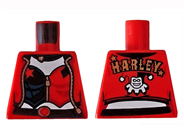 Torso Female Outline, Black And Red Open Jacket with 'HARLEY' on Back, Stars and Corset Pattern