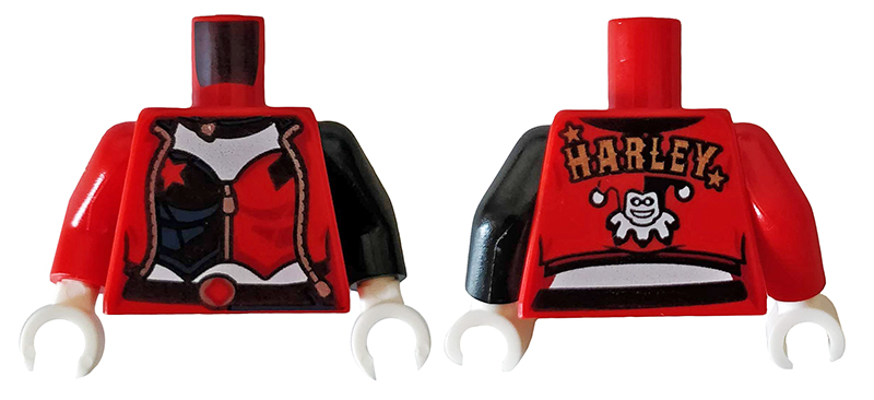 Torso Female Outline, Black And Red Open Jacket with 'HARLEY' on Back, Stars and Corset Pattern / Black Arm Left / Red Arm Right / White Hands