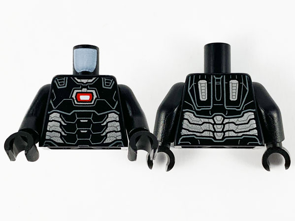 Torso Armor, Dark Bluish Gray Panel Lines, Red Arc Reactor and Silver Trim Pattern / Black Arms / Black Hands