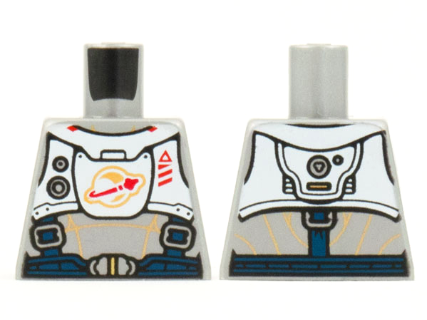 Torso Spacesuit with Gold Lines, Dark Blue Harness with Silver Buckles, and White Panel with Classic Space Logo Pattern