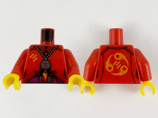 Torso Robe with Medallion on Chain, Tassel and Dark Pink Belt Pattern / Red Arms / Yellow Hands