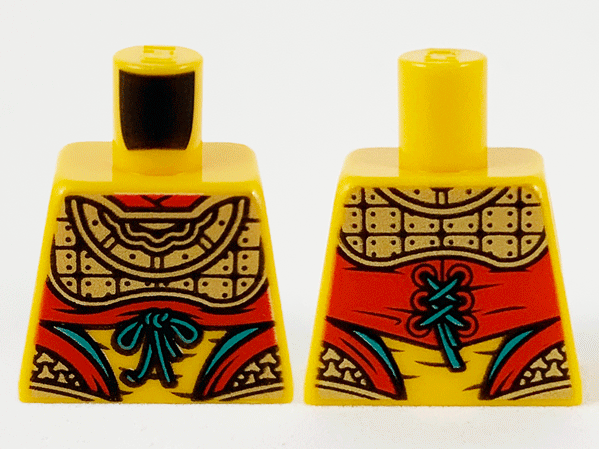 Torso Armor with Red and Dark Turquoise Trim, Laces, and Midriff Showing Pattern (Monkey King)