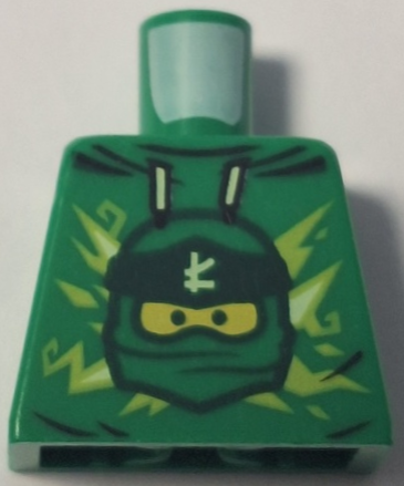 Torso Hoodie with Ninja Minifigure Head and Wrap with Ninjago Logogram Letter L, 'LLOYD' on Back Pattern