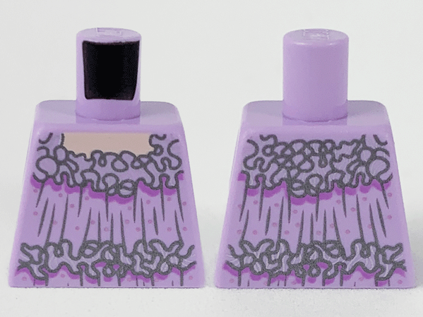 Torso Smock, Silver Frills and Gathers, Medium Lavender Trim and Metallic Pink Dots Pattern