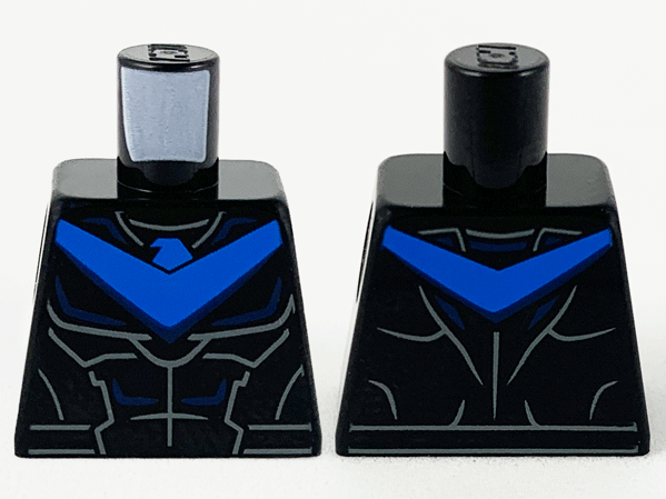 Torso Armor, Blue Chevron with Bird Head, Dark Blue and Light Bluish Gray Muscle Contours Pattern