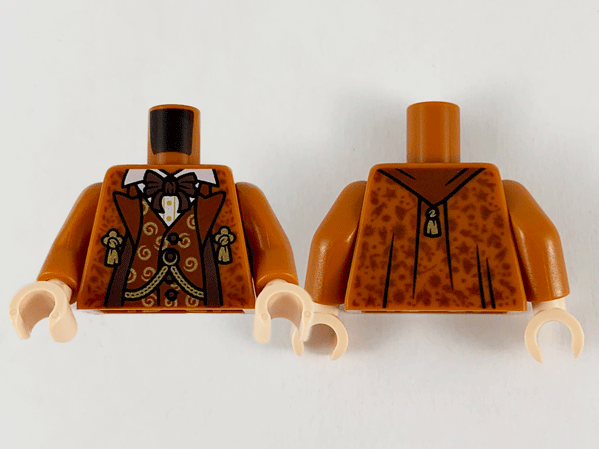 Torso Jacket with Reddish Brown Lapels and Vest, Dark Brown Bow Tie and Trim, Gold Chain and Tassels Pattern / Dark Orange Arms / Light Nougat Hands