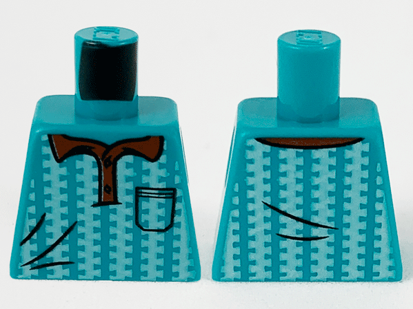 Torso Polo, Reddish Brown Collar, Left Side Pocket and Ornate White Vertical Stripes Pattern