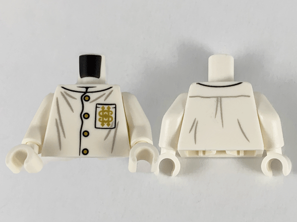 Torso Button Up Shirt, Gold Buttons and Gold Pattern on Left Side Pocket Pattern / White Arms / White Hands