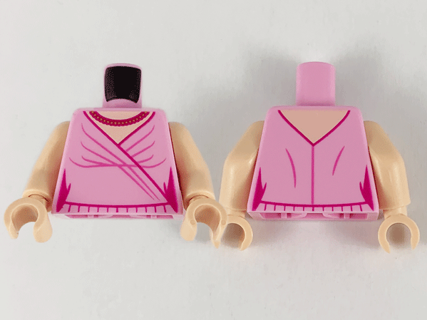 Torso Female Dress, Light Nougat Neck, Magenta and Gold Necklace, Magenta Hem and Gather Lines Pattern / Light Nougat Arms / Light Nougat Hands