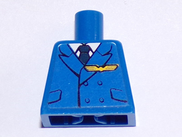 Torso Pilot Suit with Dark Blue Tie, Badge and 4 Buttons Pattern (Sticker)