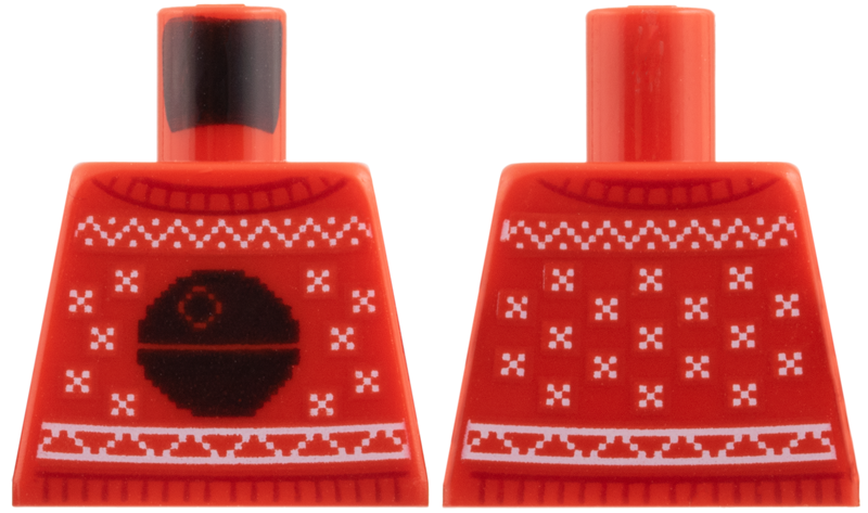 Torso Knit Fair Isle Holiday Sweater with Black SW Death Star, White Trim and Snowflakes Pattern