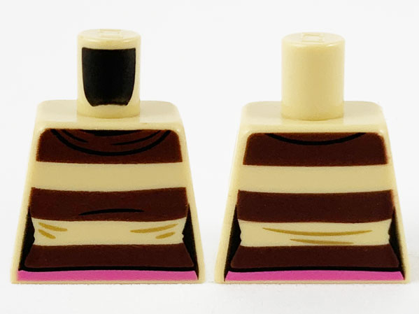 Torso Female with 3 Dark Brown Stripes and Dark Pink Belt Pattern