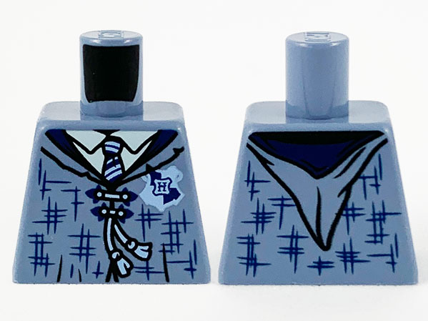 Torso Female Tattered Robe, Hogwarts Patch, Dark Blue Lapels and Tie Pattern