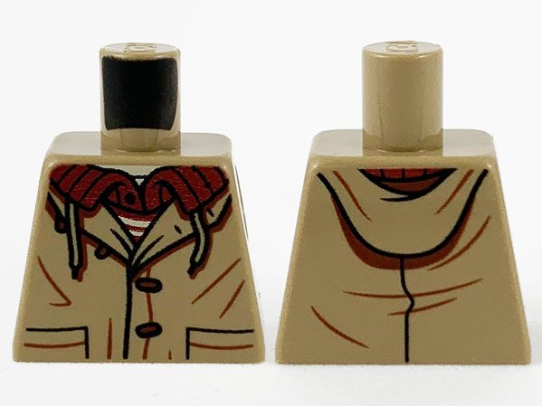 Torso Jacket with Buttons, Pockets and Dark Red Shirt Collar Pattern