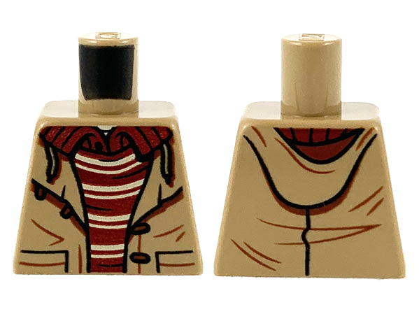 Torso Jacket with Buttons, Pockets and Dark Red Shirt with Tan Stripes Pattern