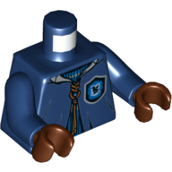 Torso Quidditch Robe over Sweater, Blue Collar and Ravenclaw Crest and Dark Orange Lacing Pattern / Dark Blue Arms / Reddish Brown Hands