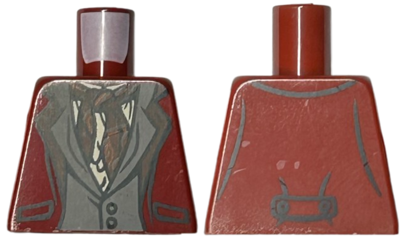 Torso Jacket over Dark Bluish Gray Vest, Tan Shirt and Dark Red Scarf Pattern