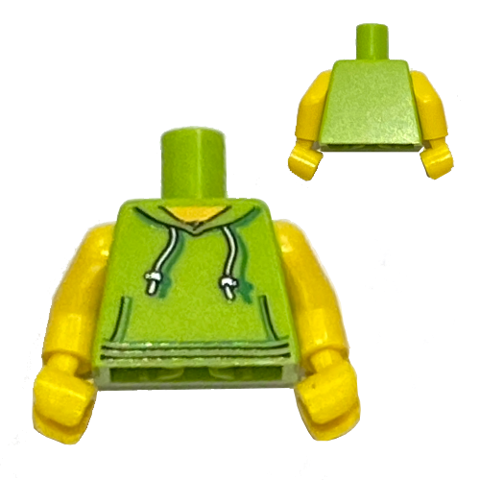 Torso Hoodie with White Drawstrings, Silver Adjusters and Kangaroo Pockets without Back Print Pattern (BAM) / Yellow Arms / Yellow Hands