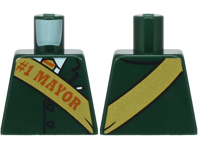 Torso Suit Jacket with Tie and White Shirt and Gold Sash with Dark Orange '#1 MAYOR' Pattern