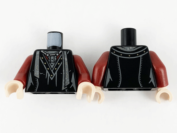 Torso Female V-Neck Robe, Silver Scarf and Gold Dots Pattern / Dark Red Arms / Light Nougat Hands