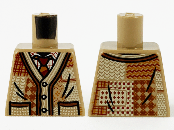 Torso Patchwork Cardigan, Dark Red, Dark Orange, and Tan Stitching, Dark Red and Dark Orange Tie Pattern