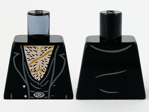 Torso Coat and Vest, No Shirt, Light Nougat Chest, Black Whiskers, Dark Orange Scar and Muscle Contours Pattern