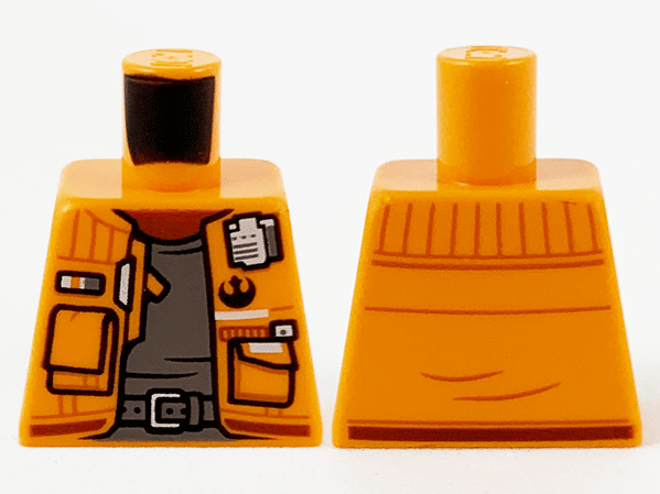 Torso Jacket with Pockets and Black SW Rebel Alliance Symbol, Reddish Brown Neck, Dark Bluish Gray Shirt and Belt Pattern