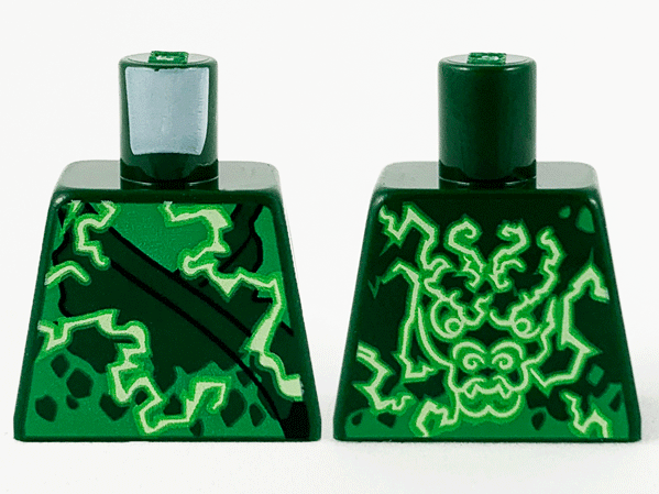 Torso Tunic with Bright Green and White Electricity Energy and Dragon on Back Pattern