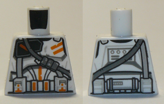 Torso SW Armor Clone Trooper with Orange Markings and Dark Bluish Gray Diagonal Belt Pattern