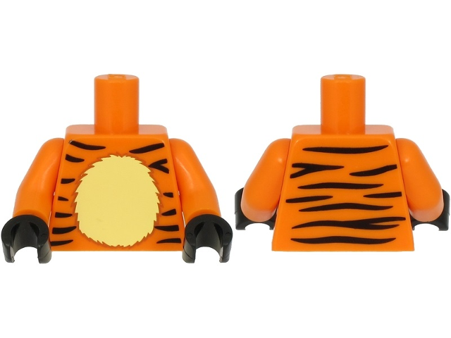Torso Black Tiger Stripes and Tan Chest Pattern (BAM) / Orange Arms / Black Hands