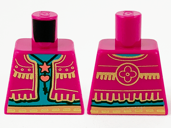 Torso Vest with Gold Trim, Dark Turquoise Chest, Coral Star and Heart Pendants Pattern